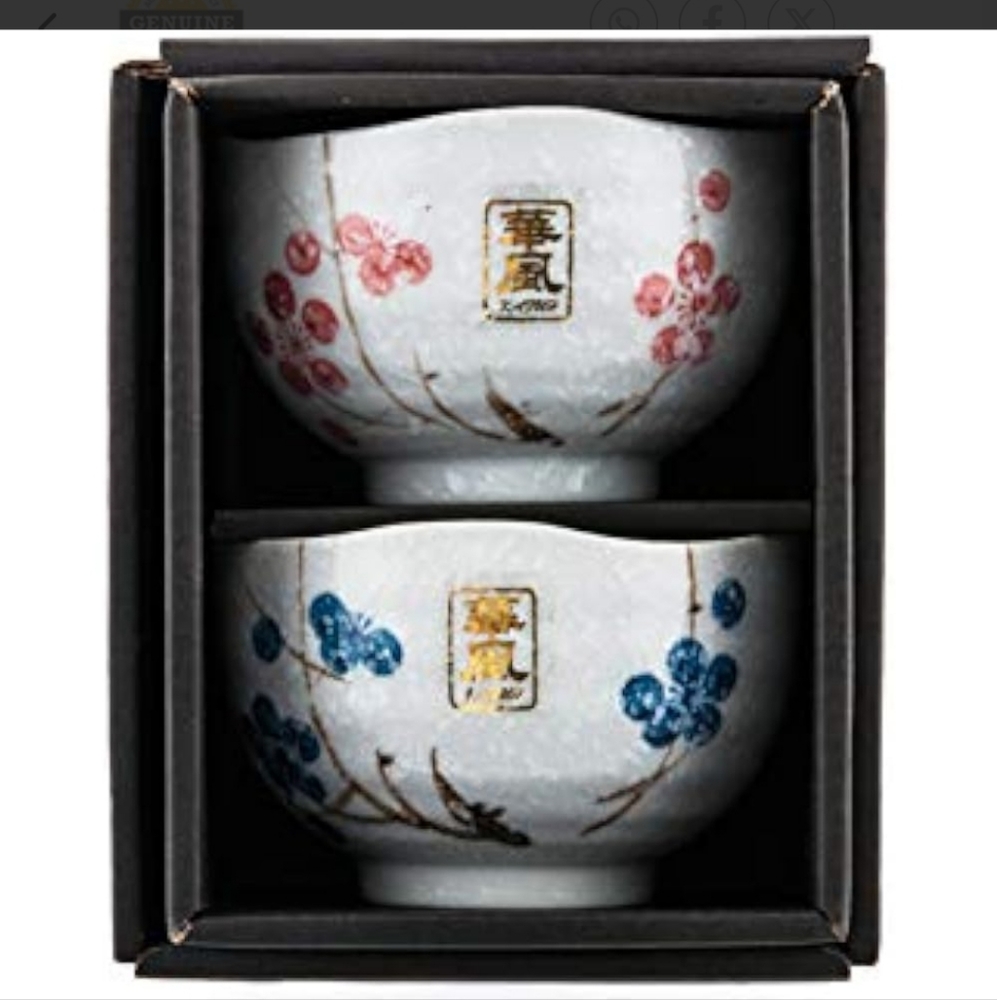 Snow Cherry rice bowls, ceramic  2, NEW